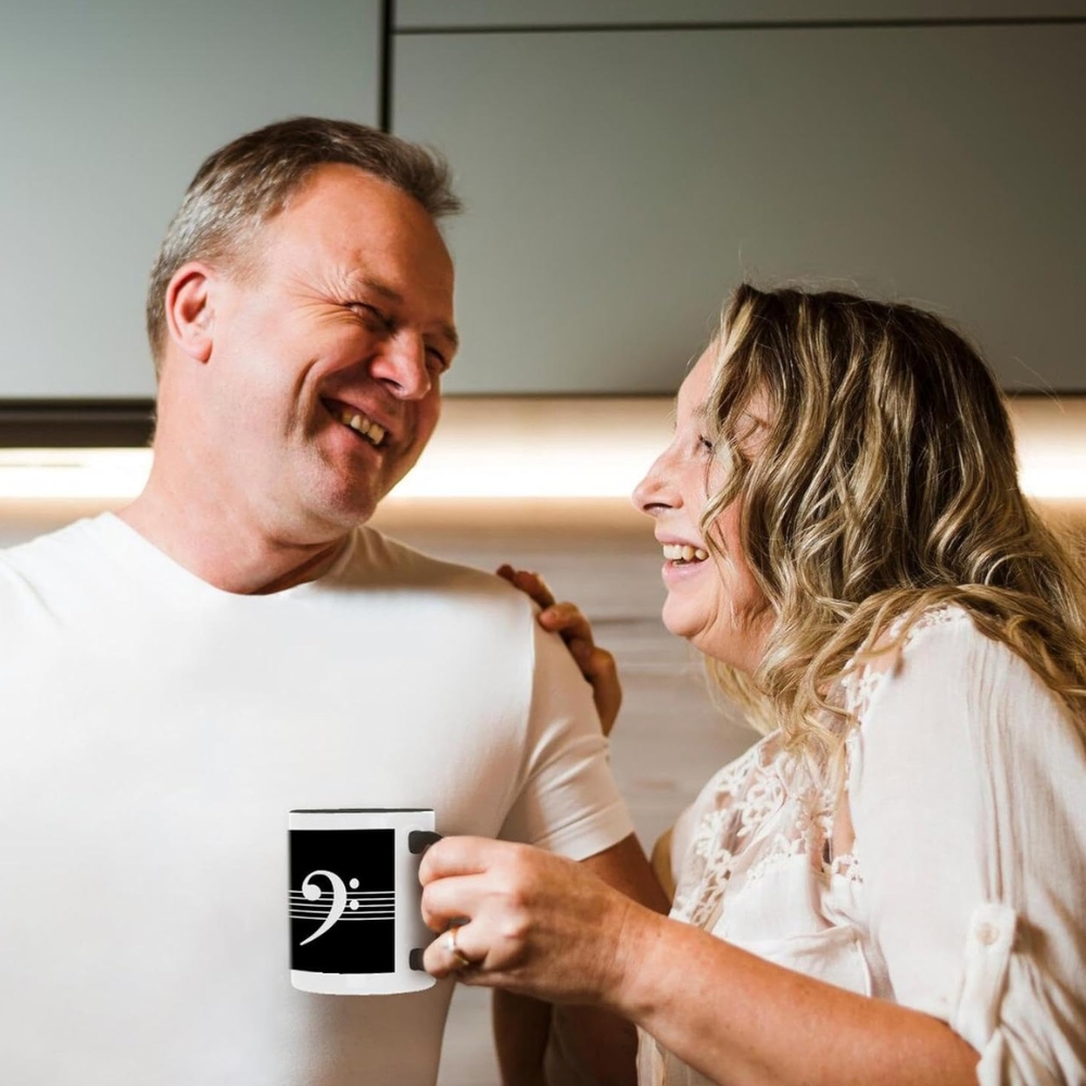 Black Bass clef F-clef on musical staves staff - music musician gift