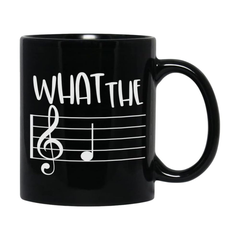 Music Coffee Mug 11oz, What The F Funny Note Sayings Note Pun Treble