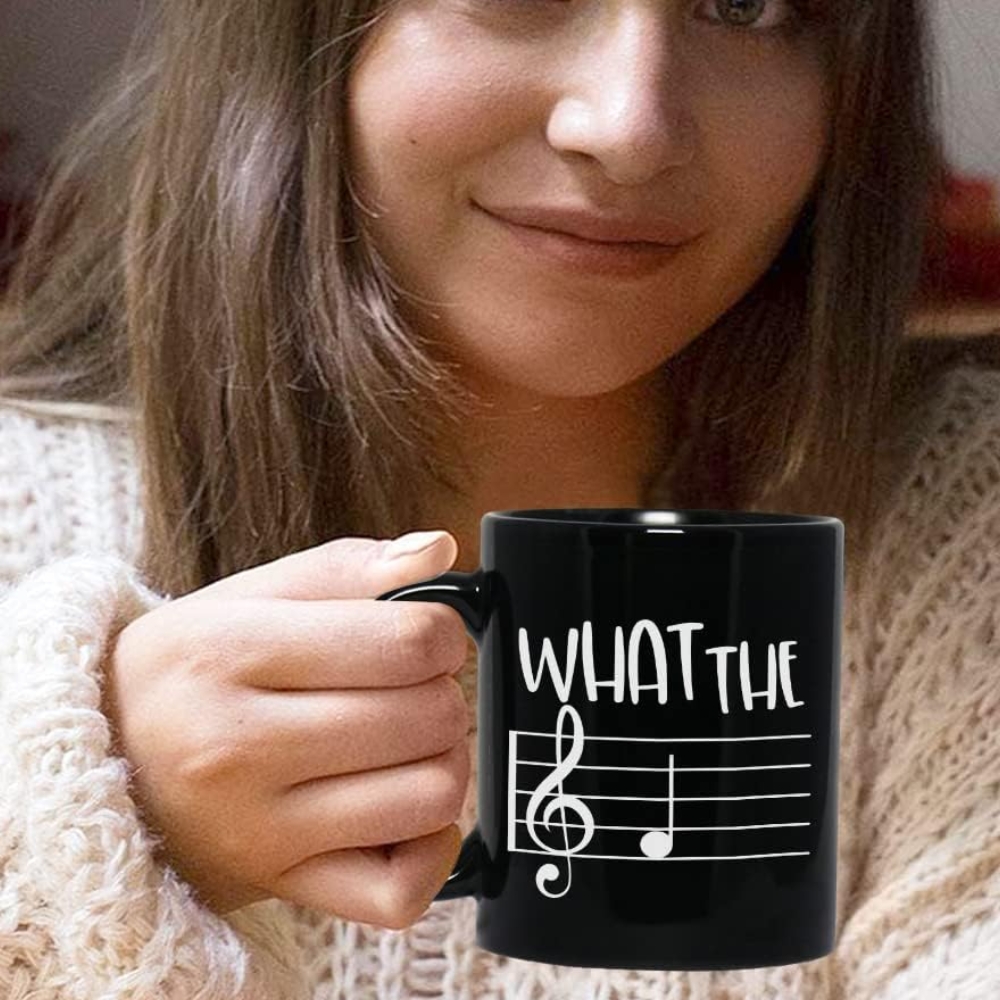 Music Coffee Mug 11oz, What The F Funny Note Sayings Note Pun Treble