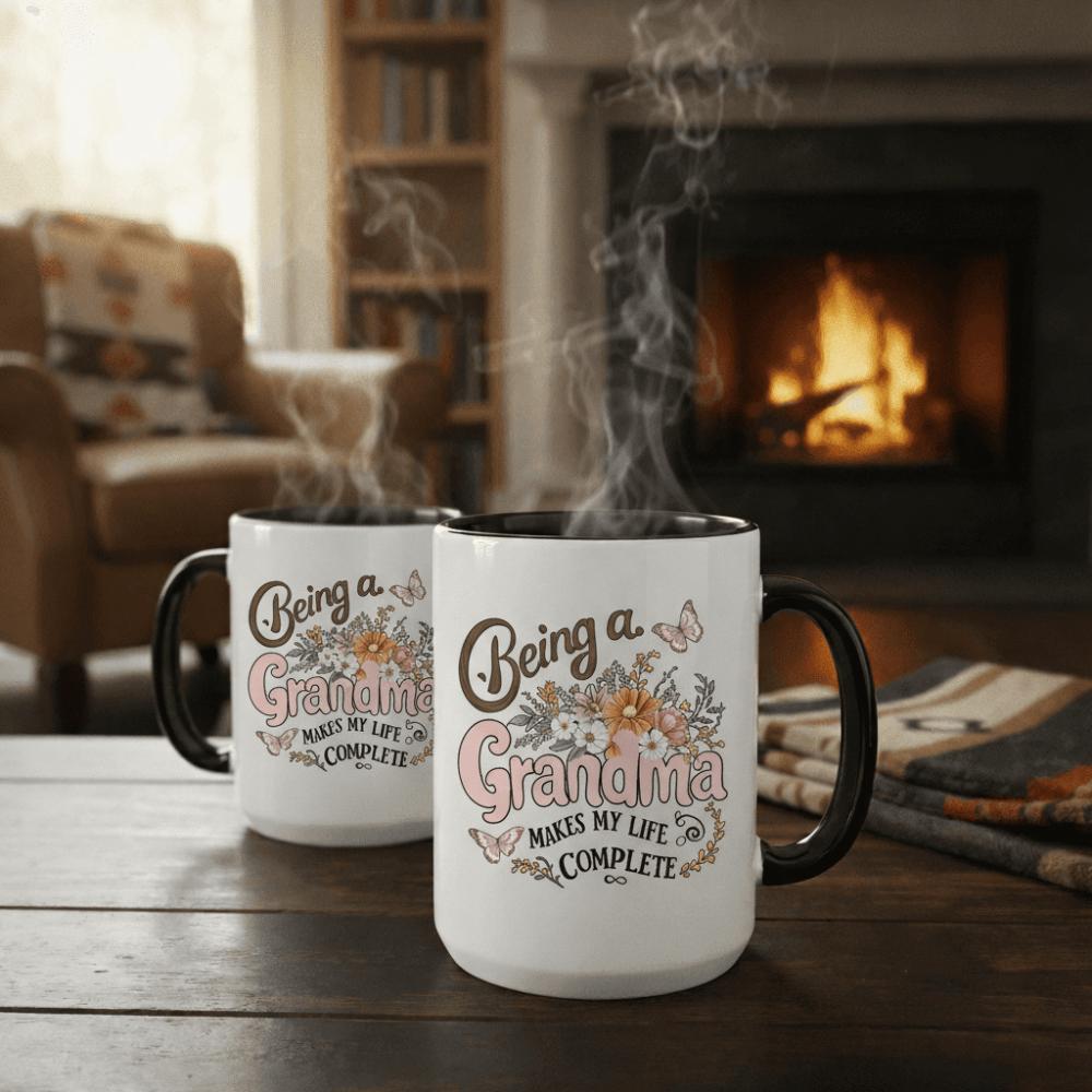 Being a Grandma Makes My Life Complete Floral Butterfly Mug