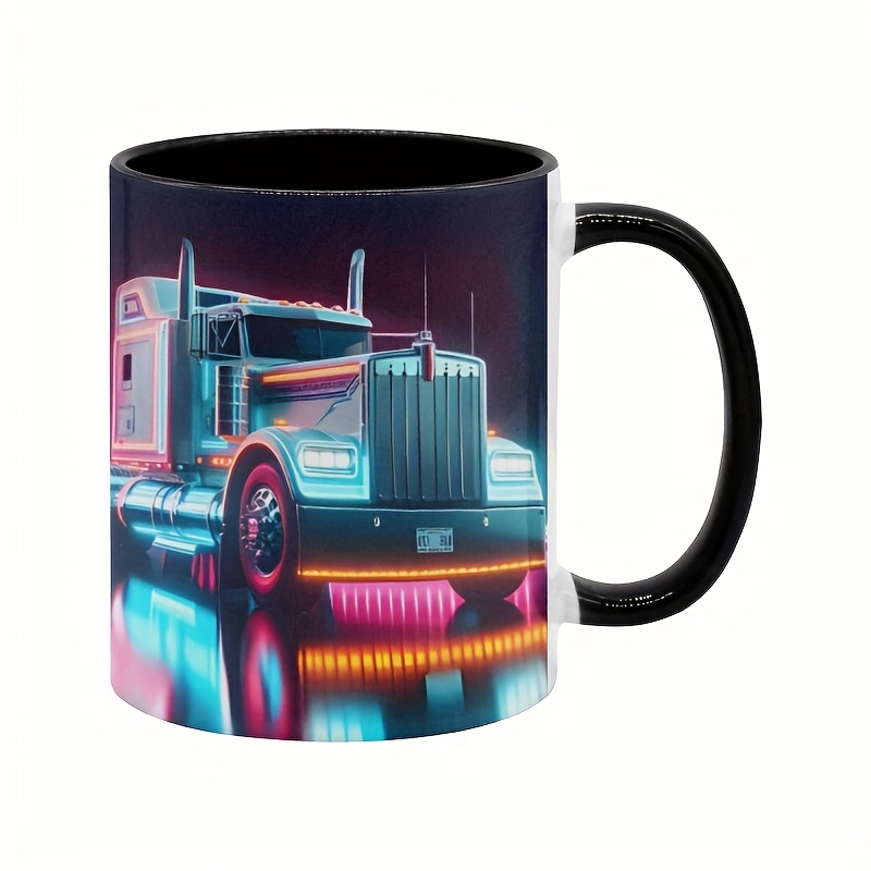 Mug With Vibrant Neon Design Perfect Gift For Couples Drivers And Truck Enthusiasts
