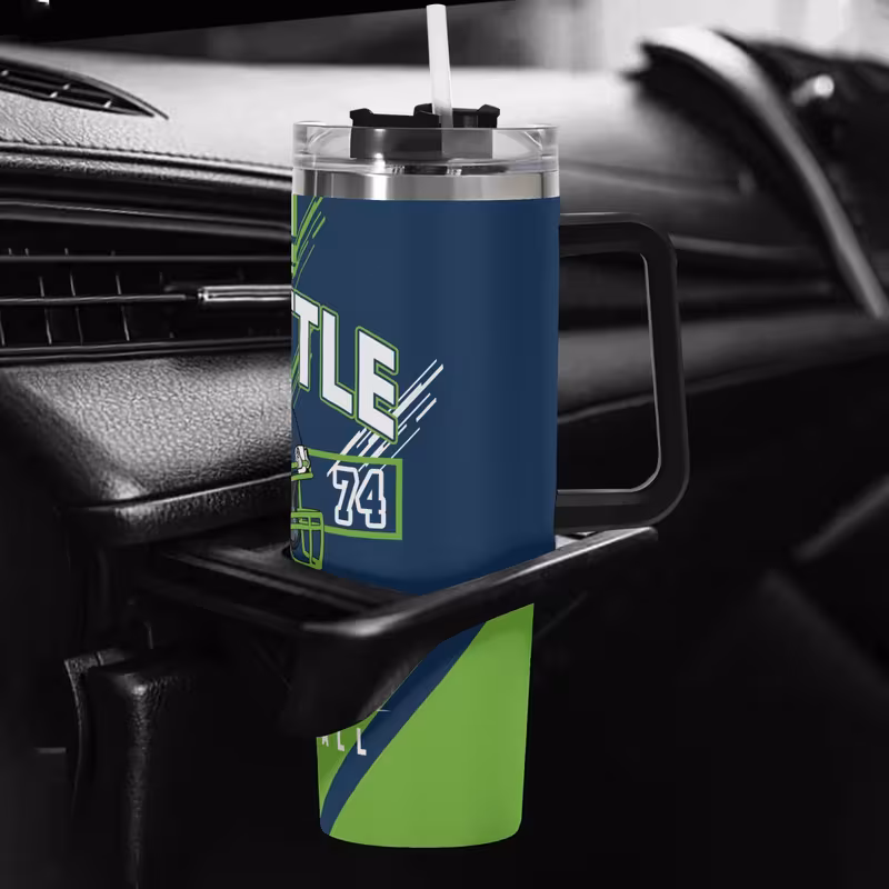 custom 1pc seattle football 40oz vacuum insulated cup personalized name with lid and straw suitable for cold drinks travel valentines day easter ramadan mothers day fathers day gifts for sports fans 4