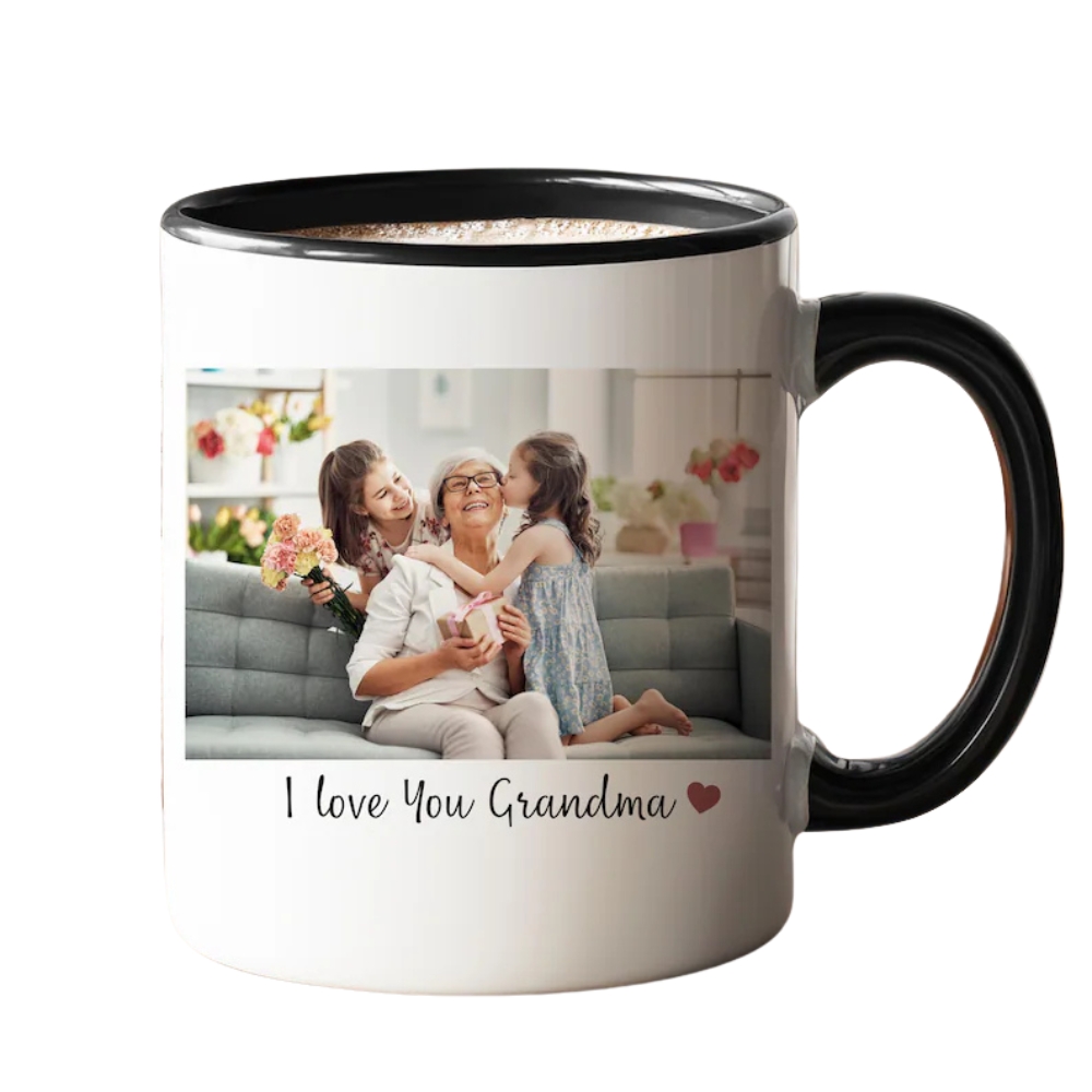Personalized Grandma Photo Mug, Custom Coffee Cup with Family Picture, Mother's Day Gift for Grandma