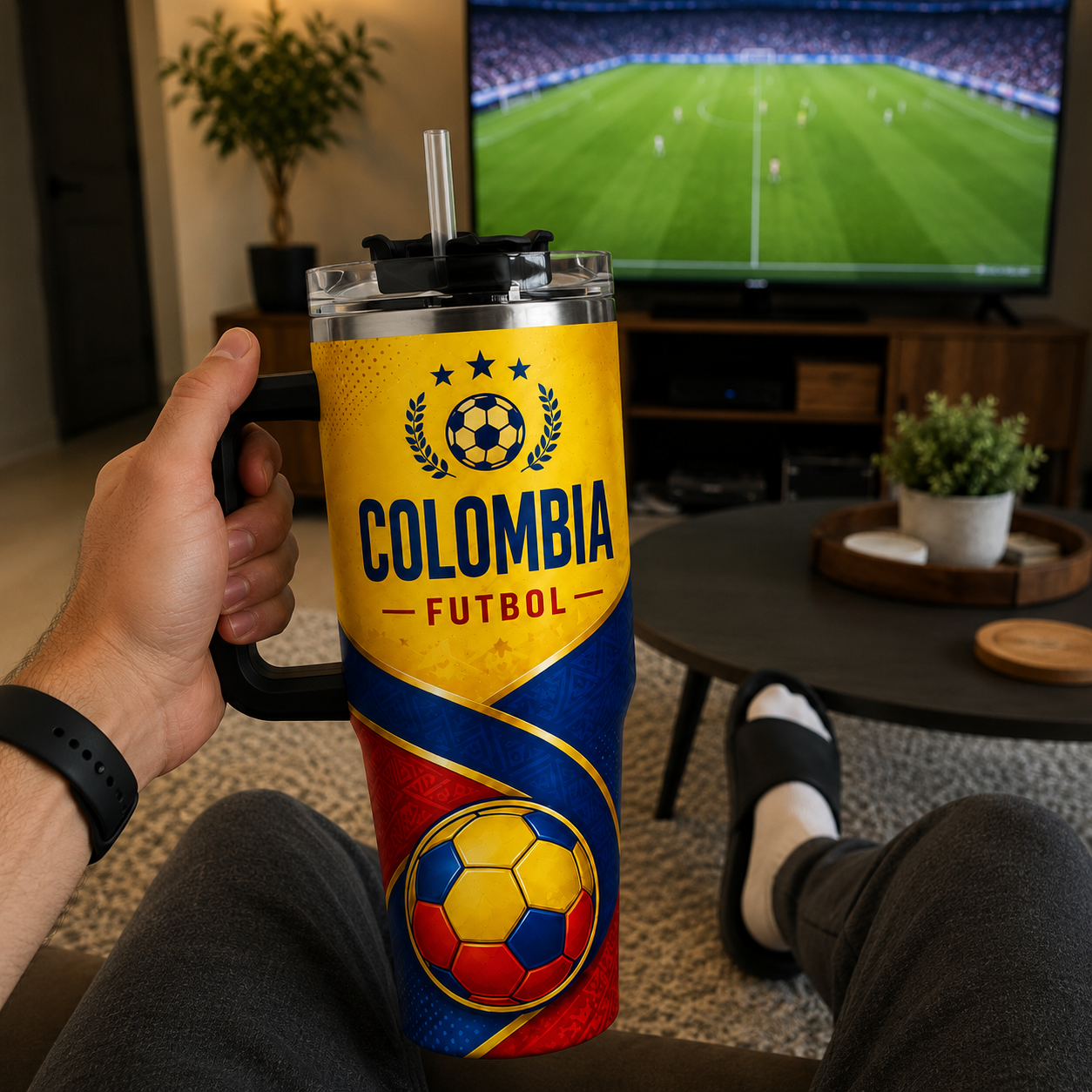 FIFA 2026 Colombia Football Sports All Over Printed 40oz Tumbler With Straw And Lid