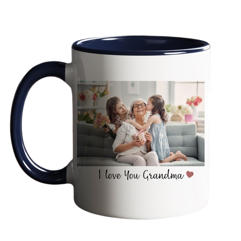 Personalized Grandma Photo Mug, Custom Coffee Cup with Family Picture, Mother's Day Gift for Grandma
