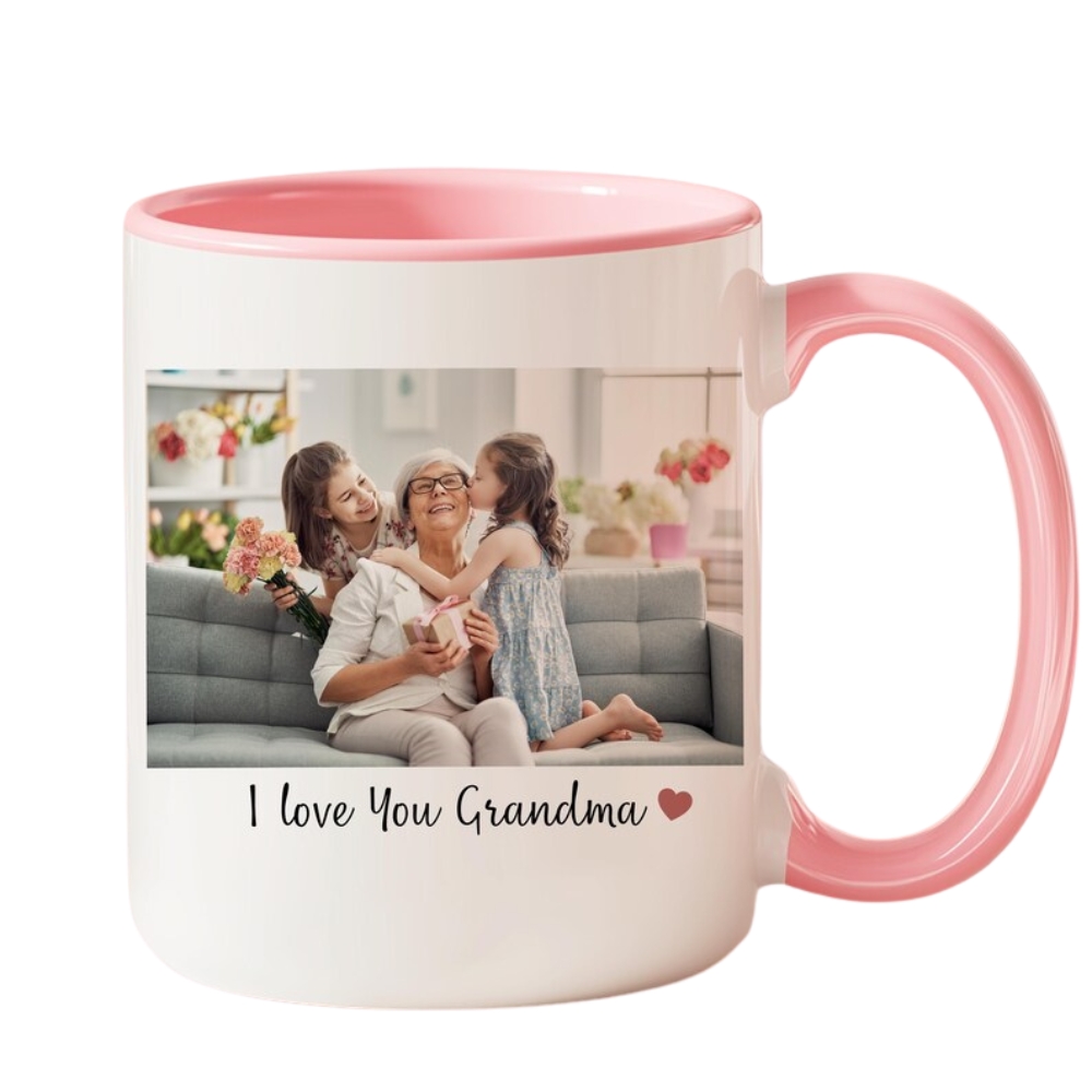 Personalized Grandma Photo Mug, Custom Coffee Cup with Family Picture, Mother's Day Gift for Grandma