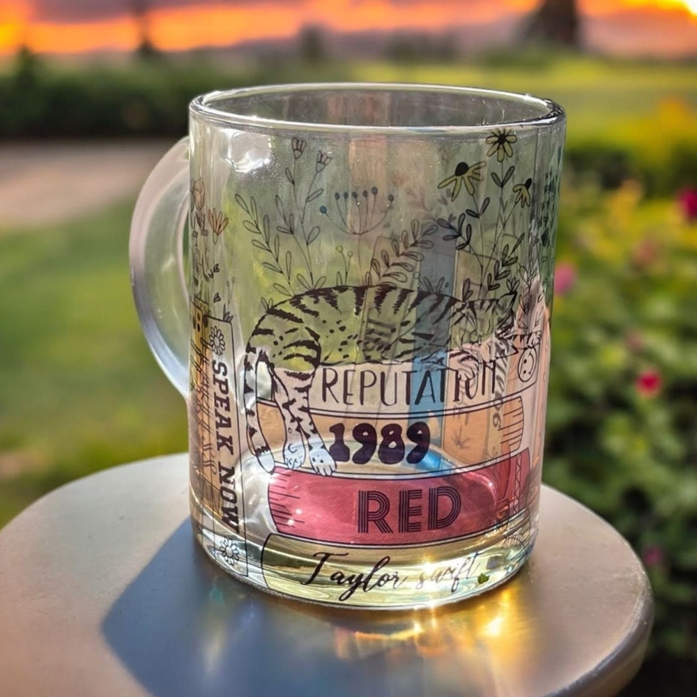 Album Book Printed Clear Glass Mug