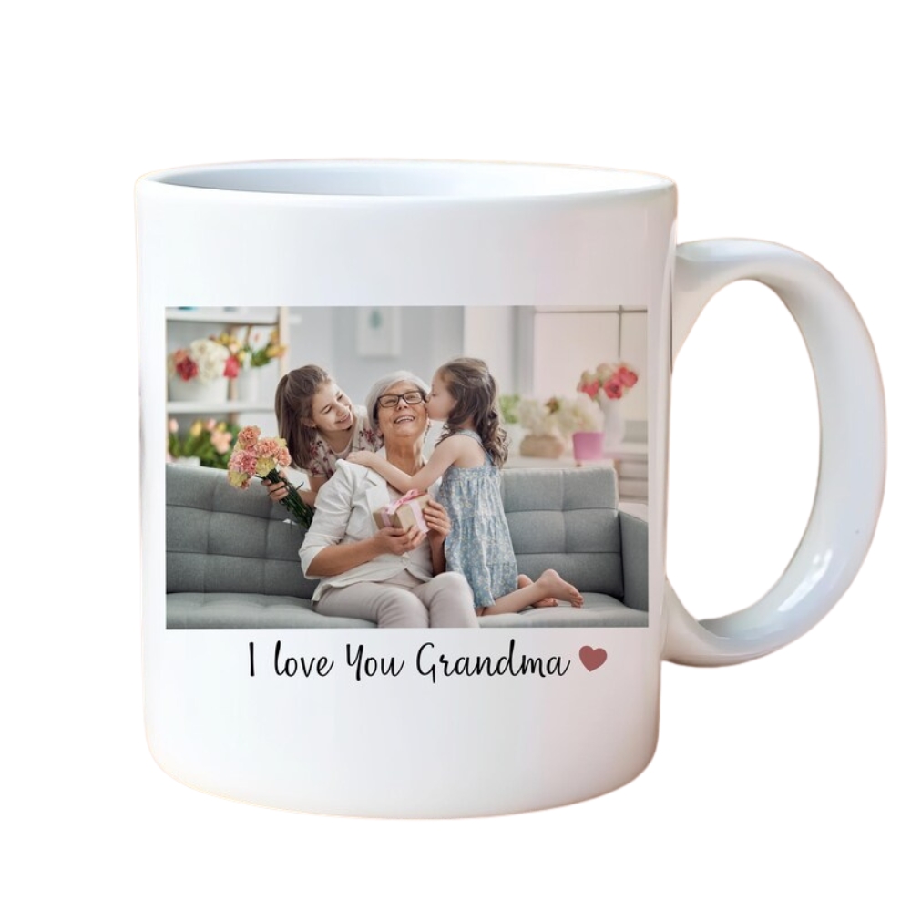 Personalized Grandma Photo Mug, Custom Coffee Cup with Family Picture, Mother's Day Gift for Grandma