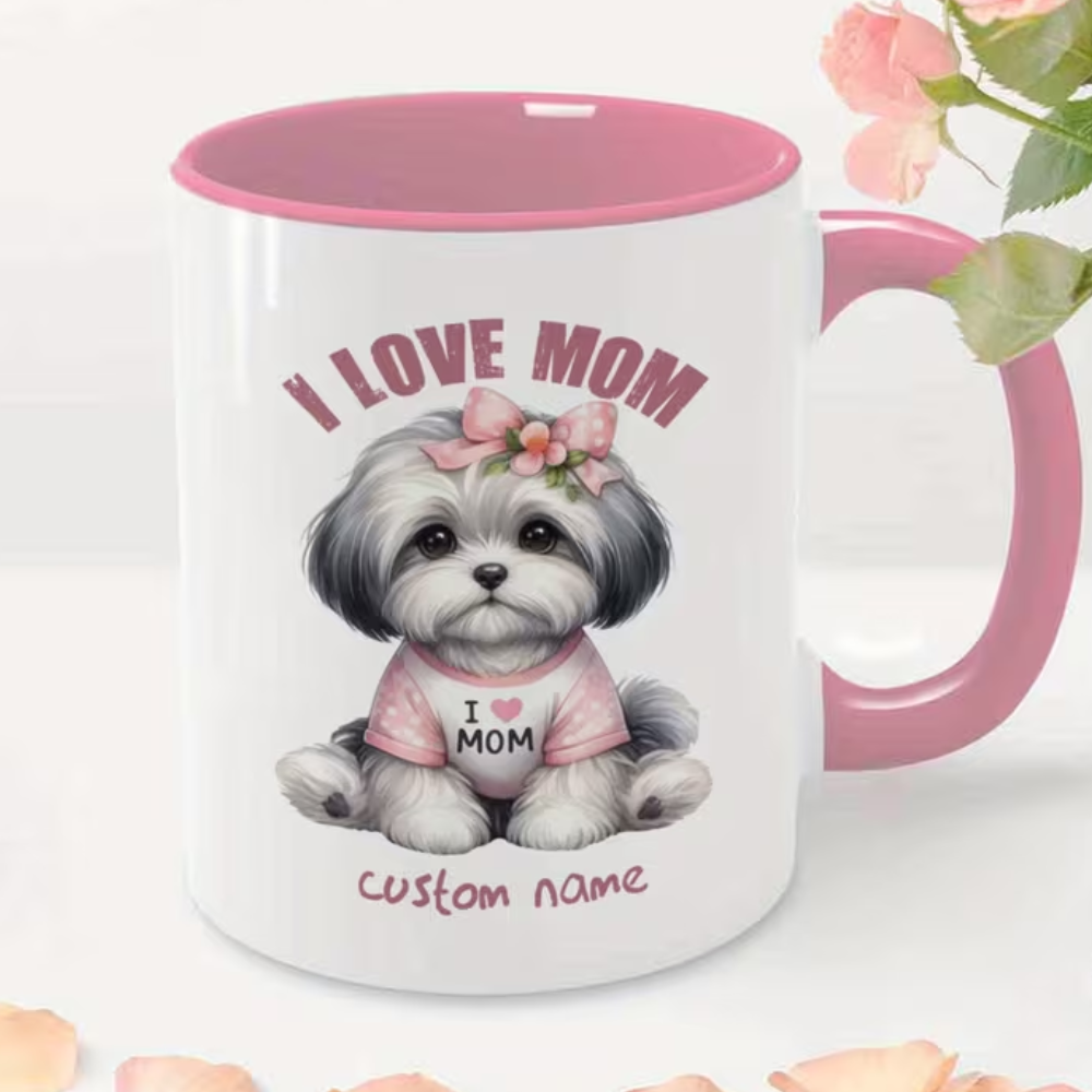 1 Piece 11Oz Personalized Ceramic Mug Shih Tzu I Love Mom Cup