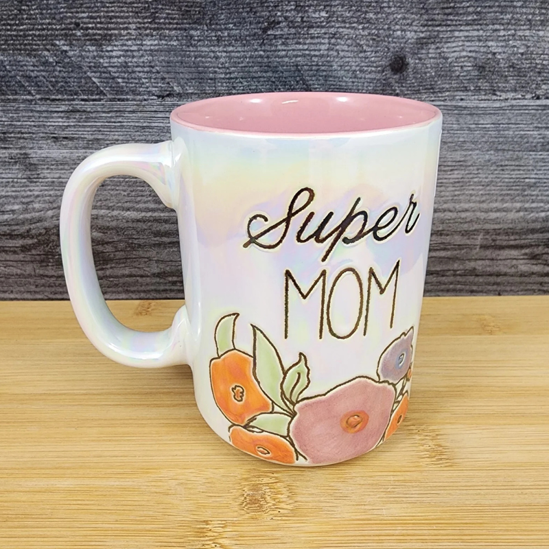 18oz Ceramic Mug With Embossed Floral Design For Mom