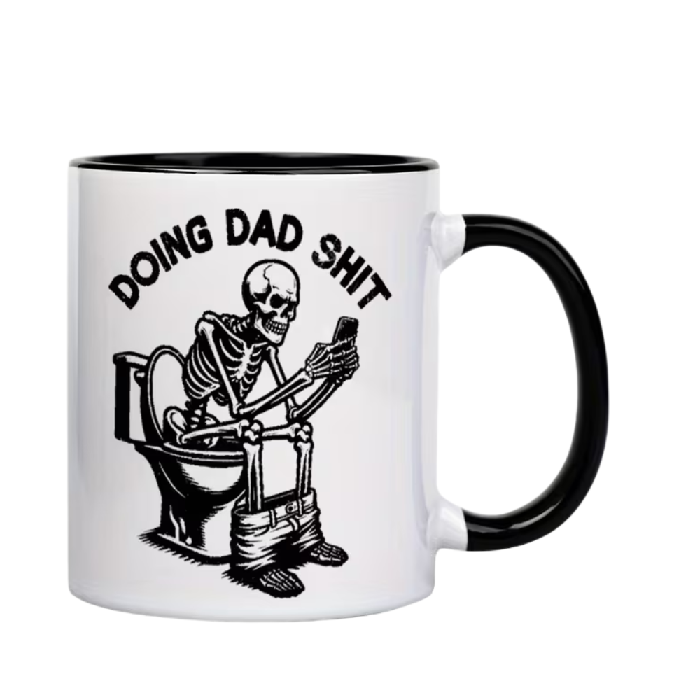 11 oz Ceramic Funny Skull Coffee Mug for Dad Novelty Drinkware
