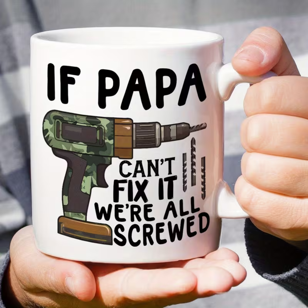 11 oz Ceramic Funny Dad Coffee Mug Papa Fix It Quote Drinkware 1pc