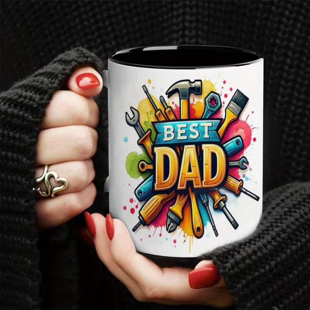 11 oz Ceramic Best Dad Tools Coffee Mug for DIY Dad Drinkware 1pc