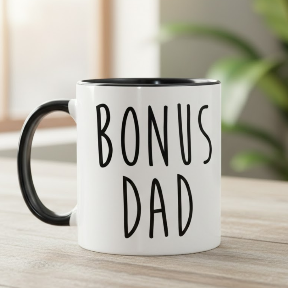 11 oz Ceramic Bonus Dad Graphic Coffee Mug Funny Stepdad Drinkware 1pc
