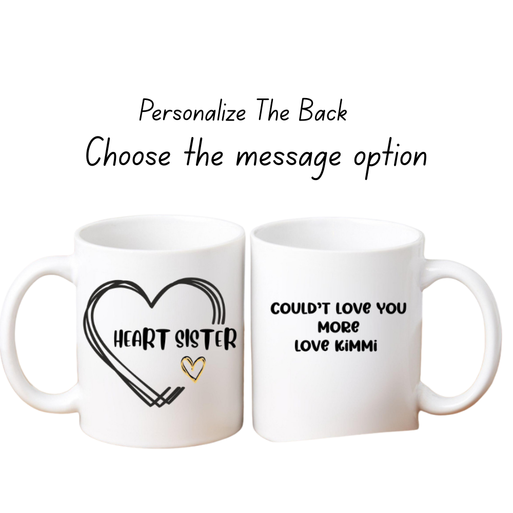 Meaningful Heart Sister Gift, Sentimental Mug from Soul Sister, Caring Photo Cup, Personalized Custom Present