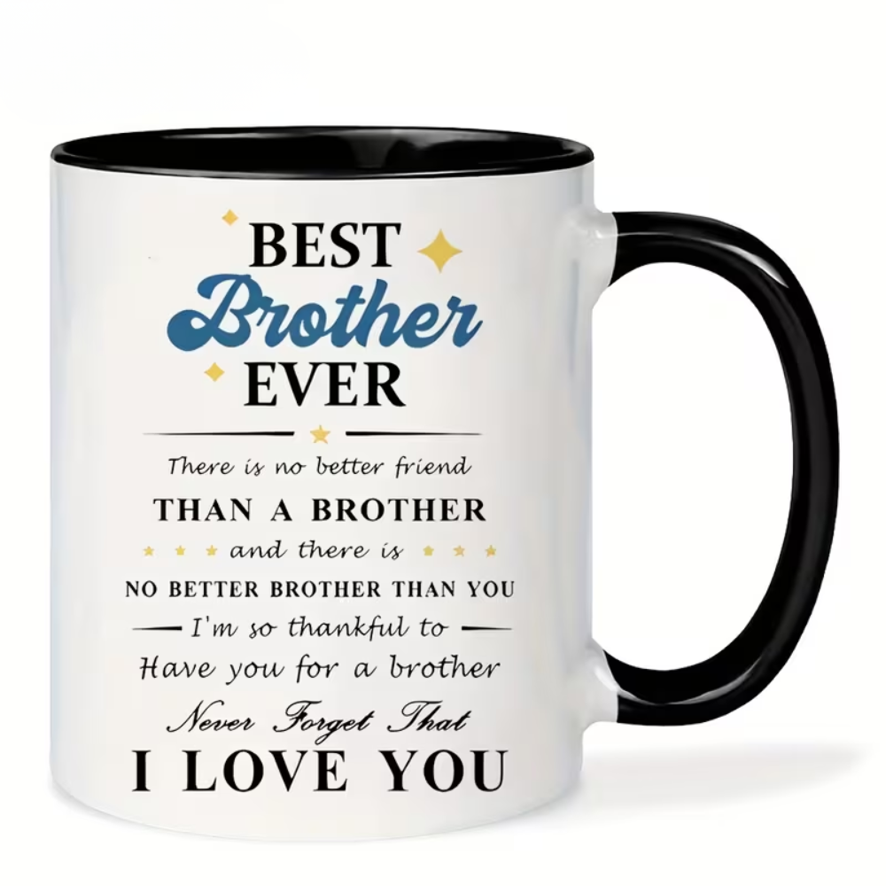 CozyCup Ceramic Coffee Mug - "Best Brother Ever" Insulated Cup - Reusable, Hand Wash Only - Ideal Gift for Siblings Birthday Gifts, Holiday Gifts, Easter Gifts