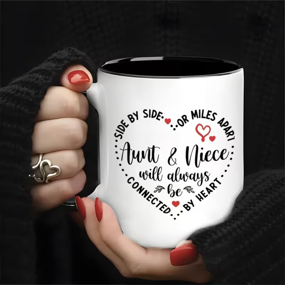 Ceramic Aunt and Niece Heart Quote Travel Coffee Mug Drinkware 1pc