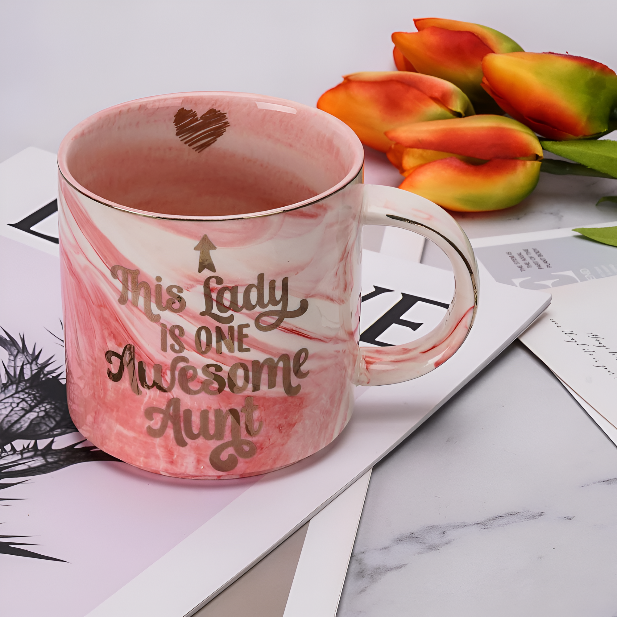 Ceramic Coffee Mug With Marble Design For Aunt 