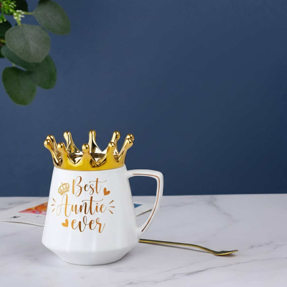 [Copy]Ceramic Coffee Mug With Crown Design For Aunt