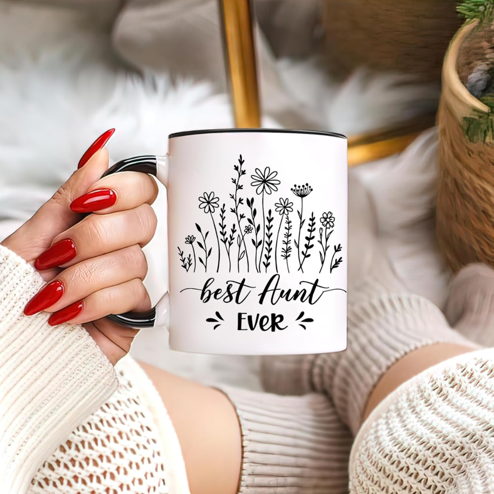 11 oz Ceramic Best Aunt Ever Coffee Mug with Keychain Drinkware
