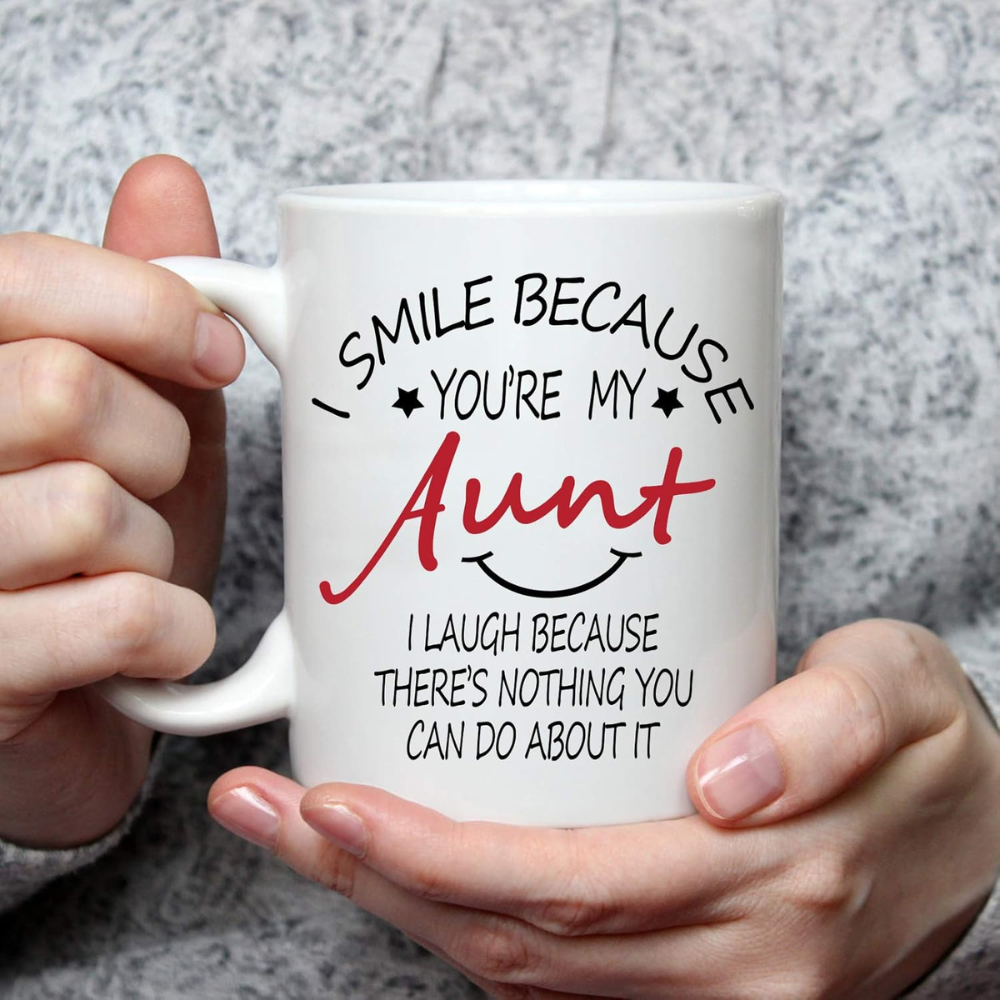 11 oz Ceramic I Smile Because Youre My Aunt Coffee Mug Drinkware