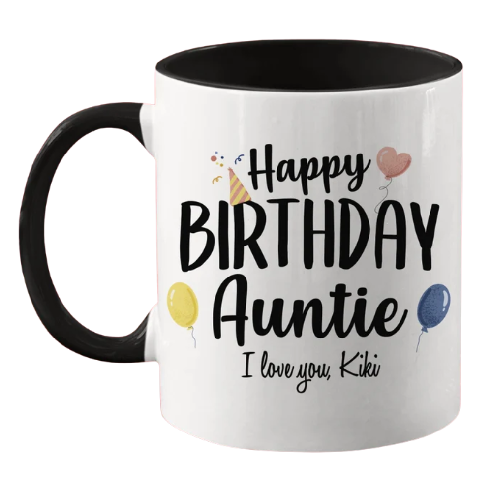 Personalized Aunt Birthday Mug, Gift From Niece/Nephew, 11oz Coffee Cup