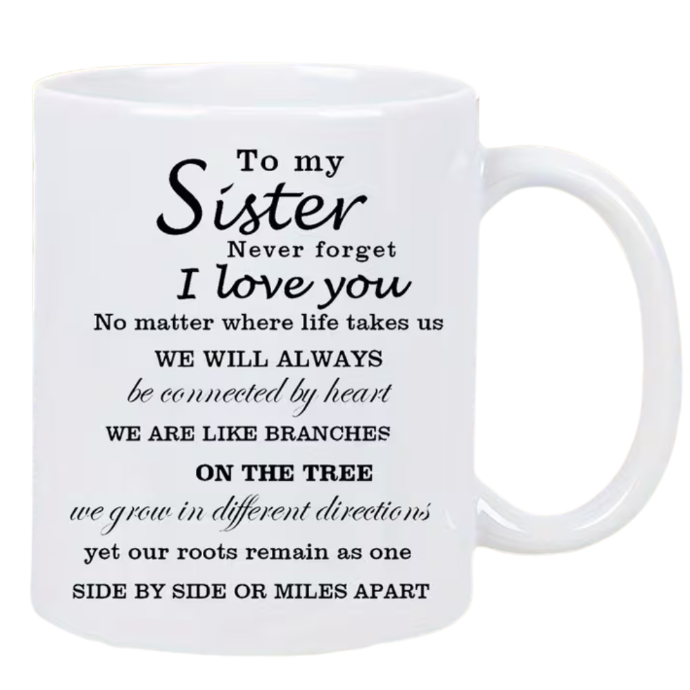 1pc, 11oz Sister Love Ceramic Coffee Mug 