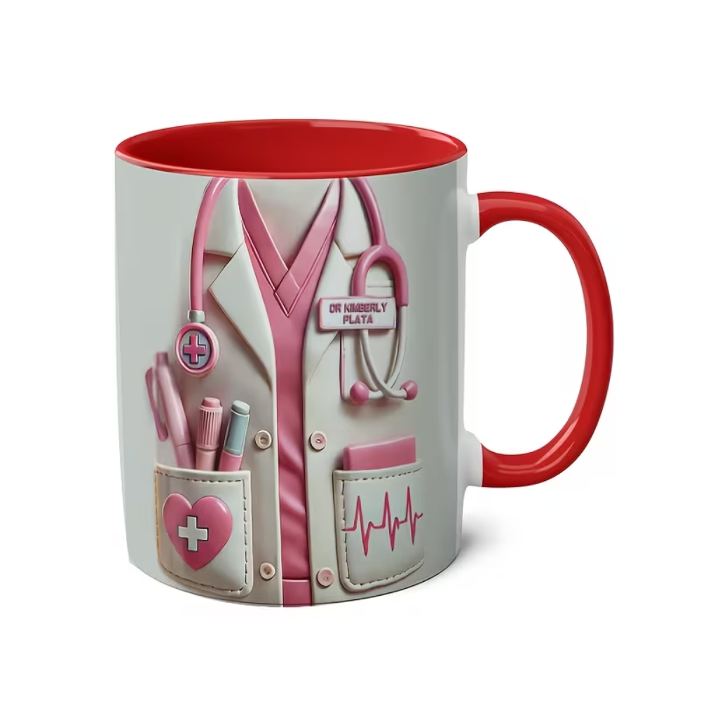 Personalized Medical Themed Ceramic Coffee Mug with Stethoscope Design