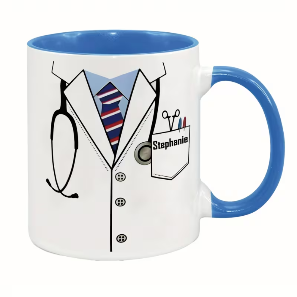 11 oz Personalized Doctor Ceramic Coffee Mug with Medical Attire Design