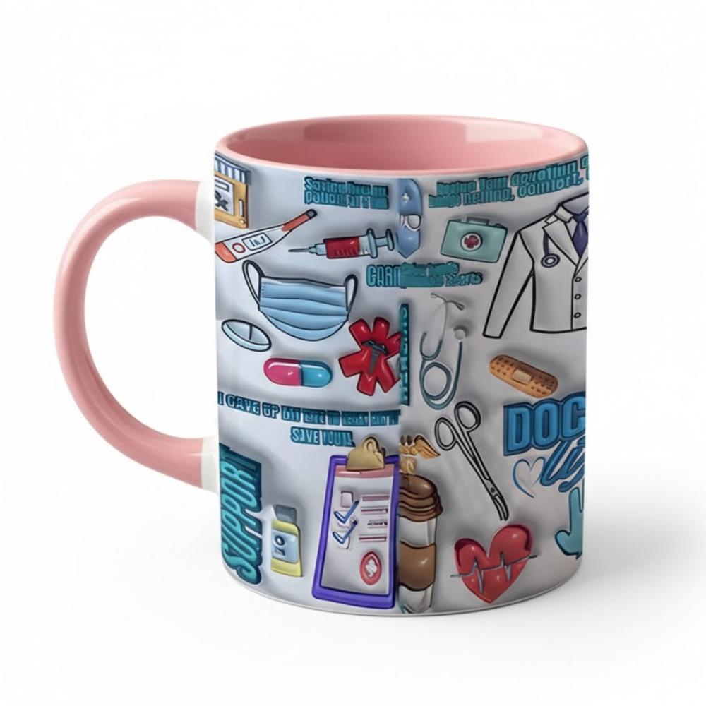 Ceramic Medical Theme Coffee Mug Doctor Nurse Pattern Drinkware