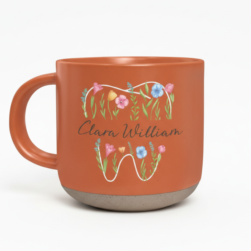 Custom Dental Hygiene Wildflowers Pottery Mug Dental Assistant Printed Ceramic Mug
