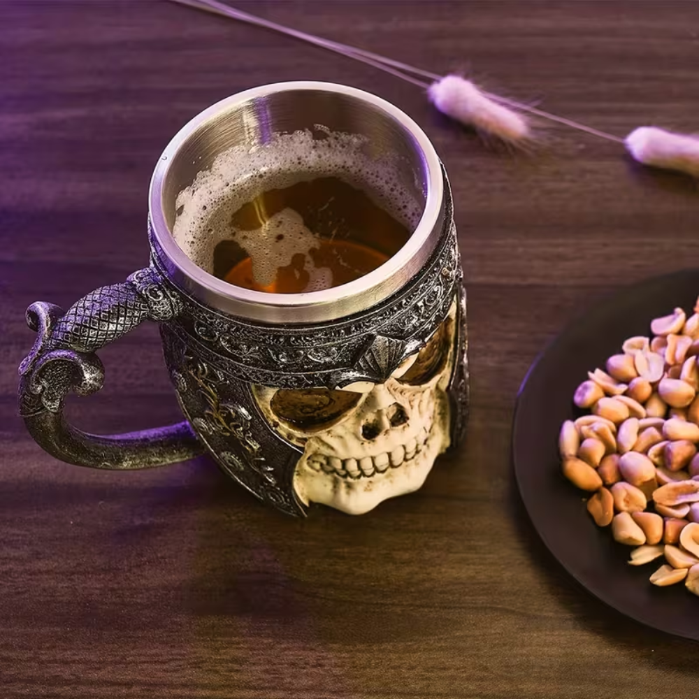 1 Piece Of Stainless Steel Viking Skull Coffee Mug 