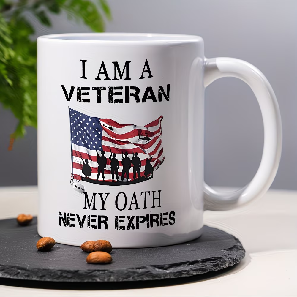 1pc, 11oz Ceramic Coffee Mug - Perfect Gift for Veterans, Grandpa, Office Use