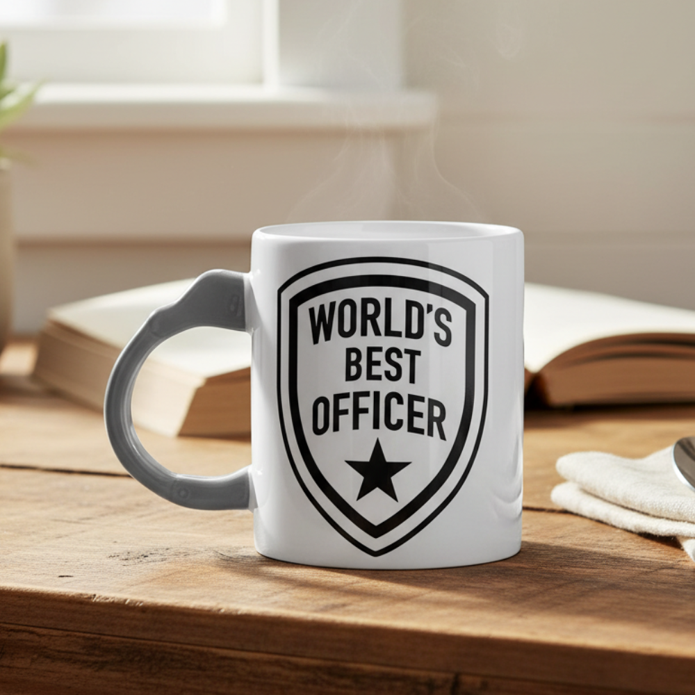 12 oz Ceramic Worlds Best Police Officer Coffee Mug Law Enforcement Drinkware