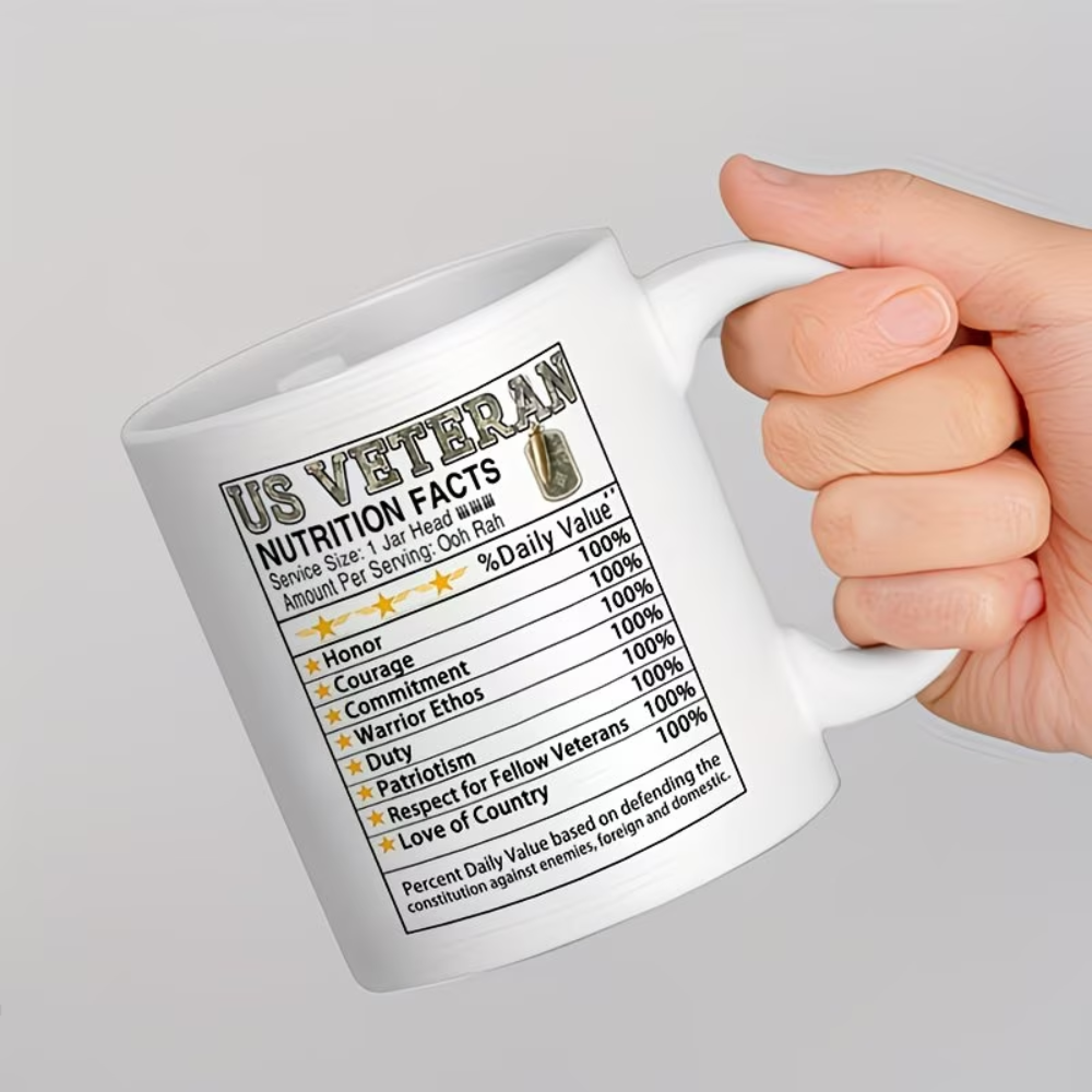 1pc 11oz Military Veteran Coffee Mug - Patriotic "I AM A VETERAN" Design with American Flag & Soldier Silhouettes,