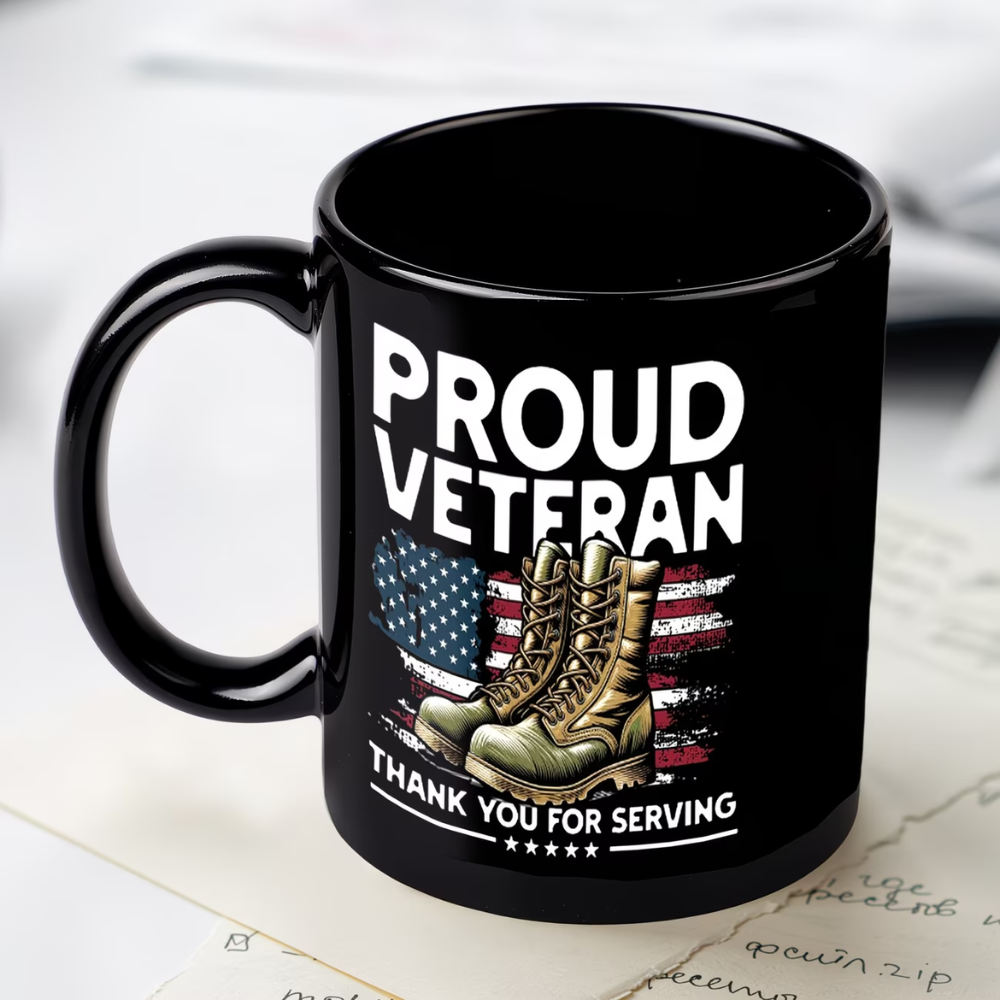 1pc 1pcs Patriotic Veteran Mug with Proud Service Boot Patterns & American Flag 
