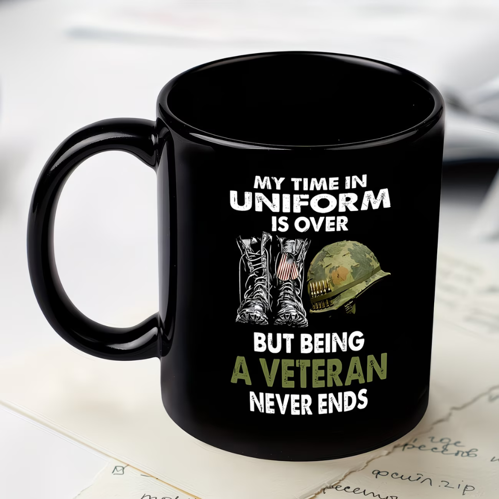 1pc, 11oz, Veteran Tribute Ceramic Black Coffee Mug/Tea Cup