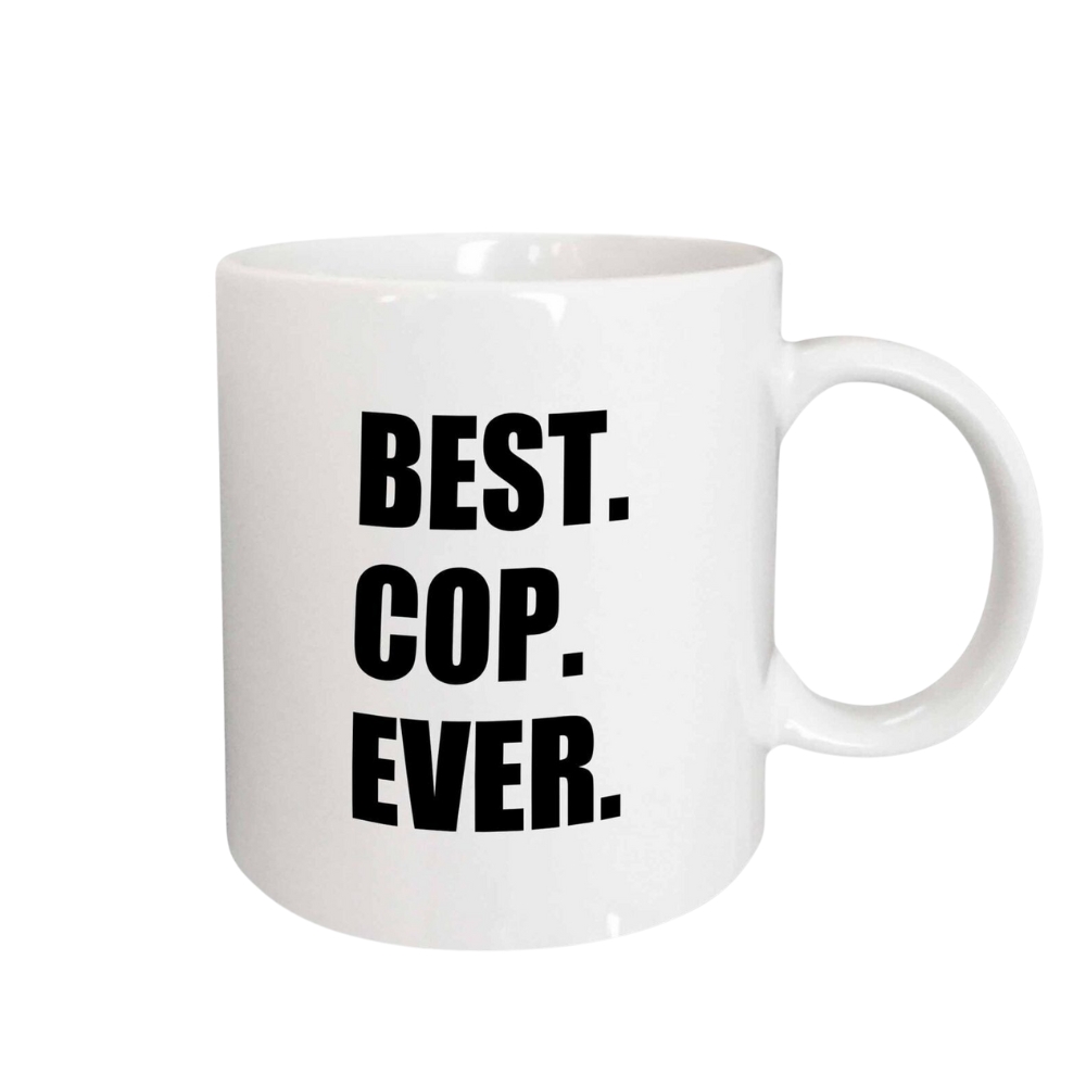 3dRose Best Cop Ever - fun text gifts for worlds greatest police officer Mug