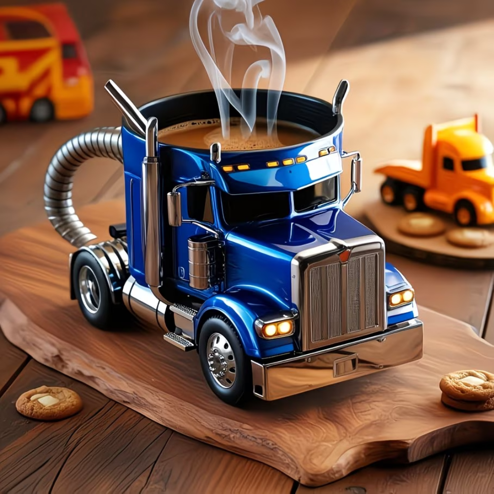 Handmade Semi Truck Shaped Coffee Mug for Truck Drivers