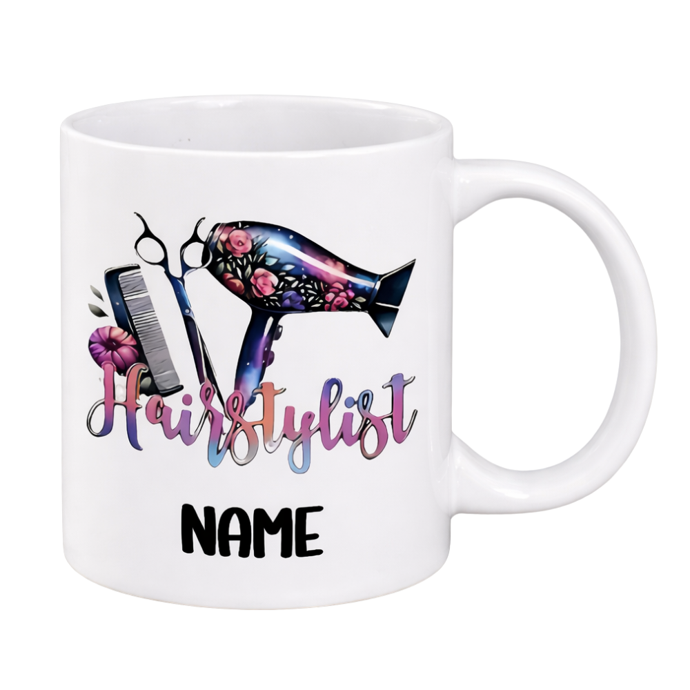 A Creative Hairstylist Ceramic Coffee Mug with a Double-Sided Design
