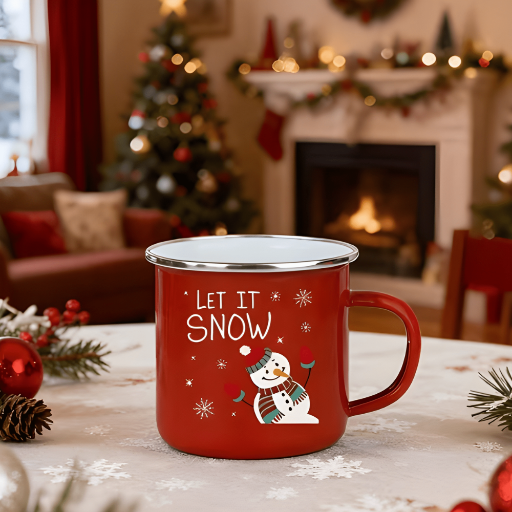 1 Piece Of Christmas Enamel Mug