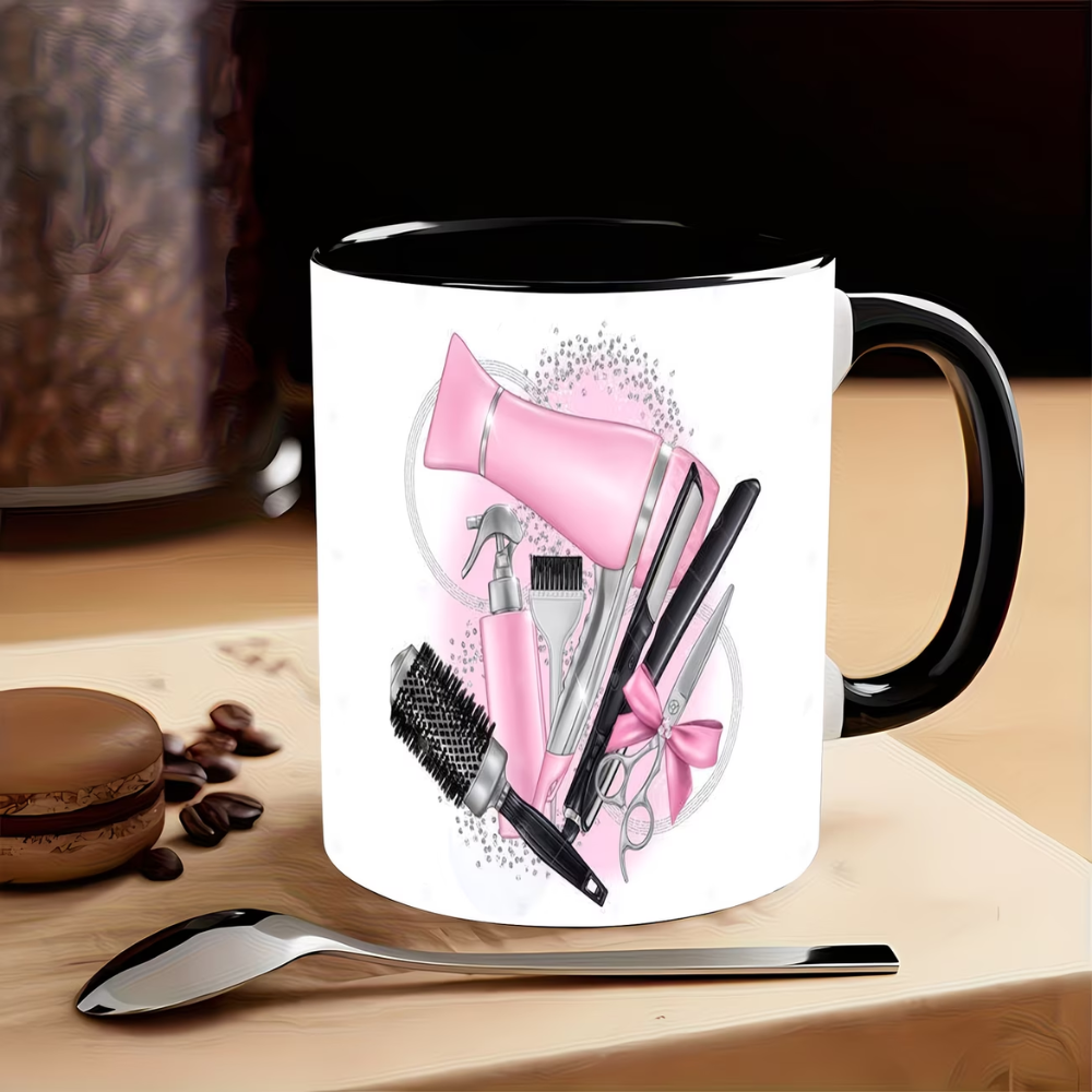 1pc Hairdressing Tools Design Ceramic Mug 