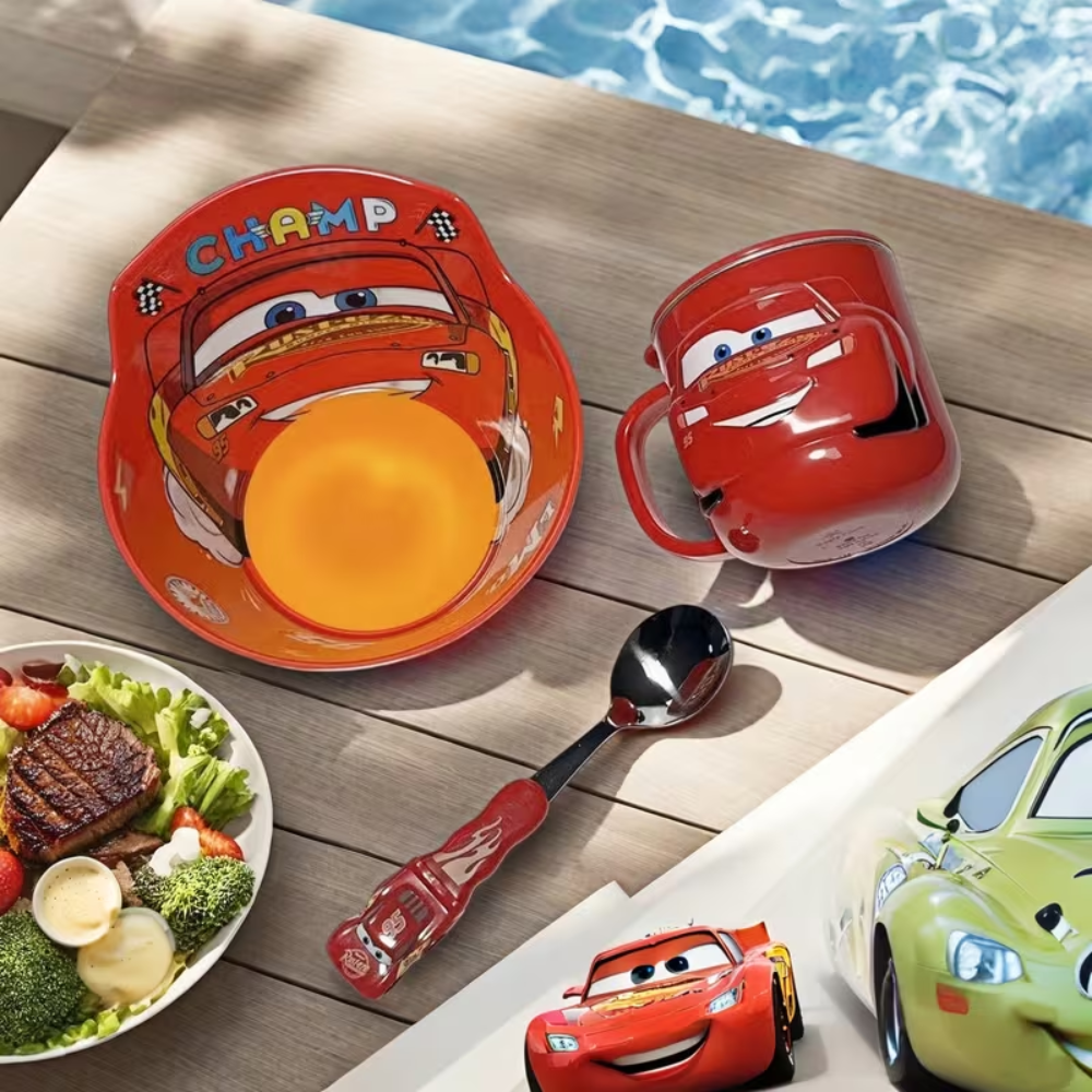 McQueen 3 Piece 3D Cup Bowl Spoon Stainless Set