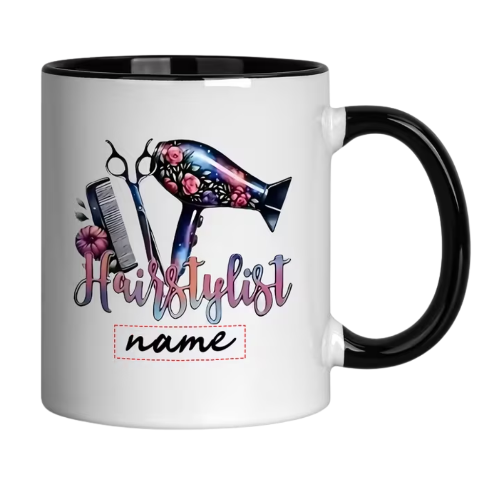 1pc Personalized Hairstylist Mug with Name/Text - 11oz Ceramic Hairdressing Cup,
