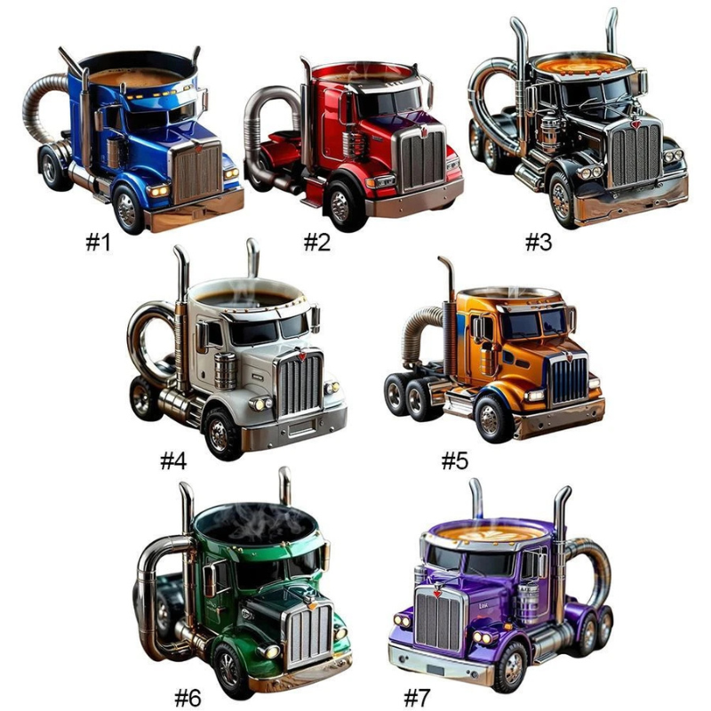 Handcrafted Truck Coffee Mug, Semi-truck Coffee Mugs for Truck Lovers