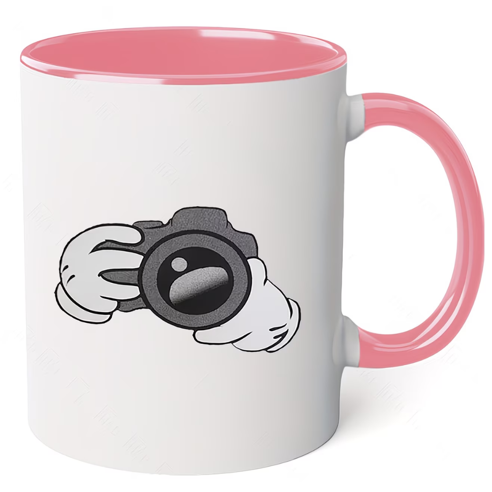 1pc Funny Camera-Shaped Coffee Mug - 11oz White Ceramic Cup with Red Interior & Black Camera Design, Dishwasher Safe