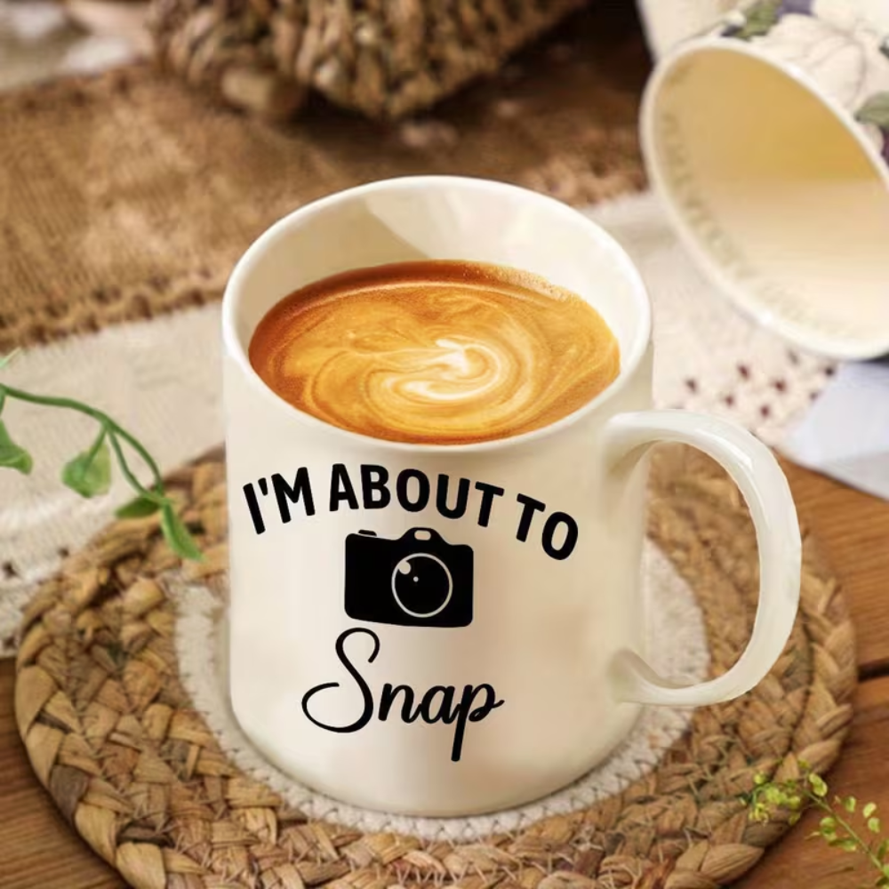 11oz "I'm About to Blast" Ceramic Coffee Mug with Camera Flash Design - Thermal Insulated Dishwasher Safe Thermos Cup, Funny Photography Gift for Photographers, Men & Women