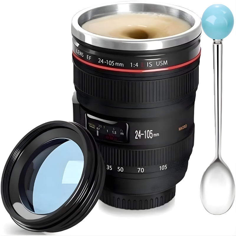 Photography Lover Camera Lens Coffee Mug Stainless Steel Gift