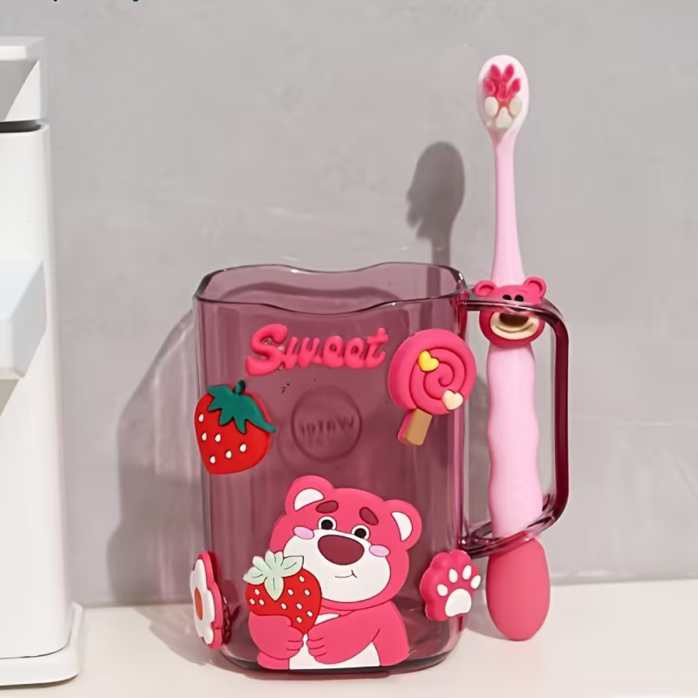 1 Piece Cartoon Mickey And Minnie Toothbrush Set With Mug 