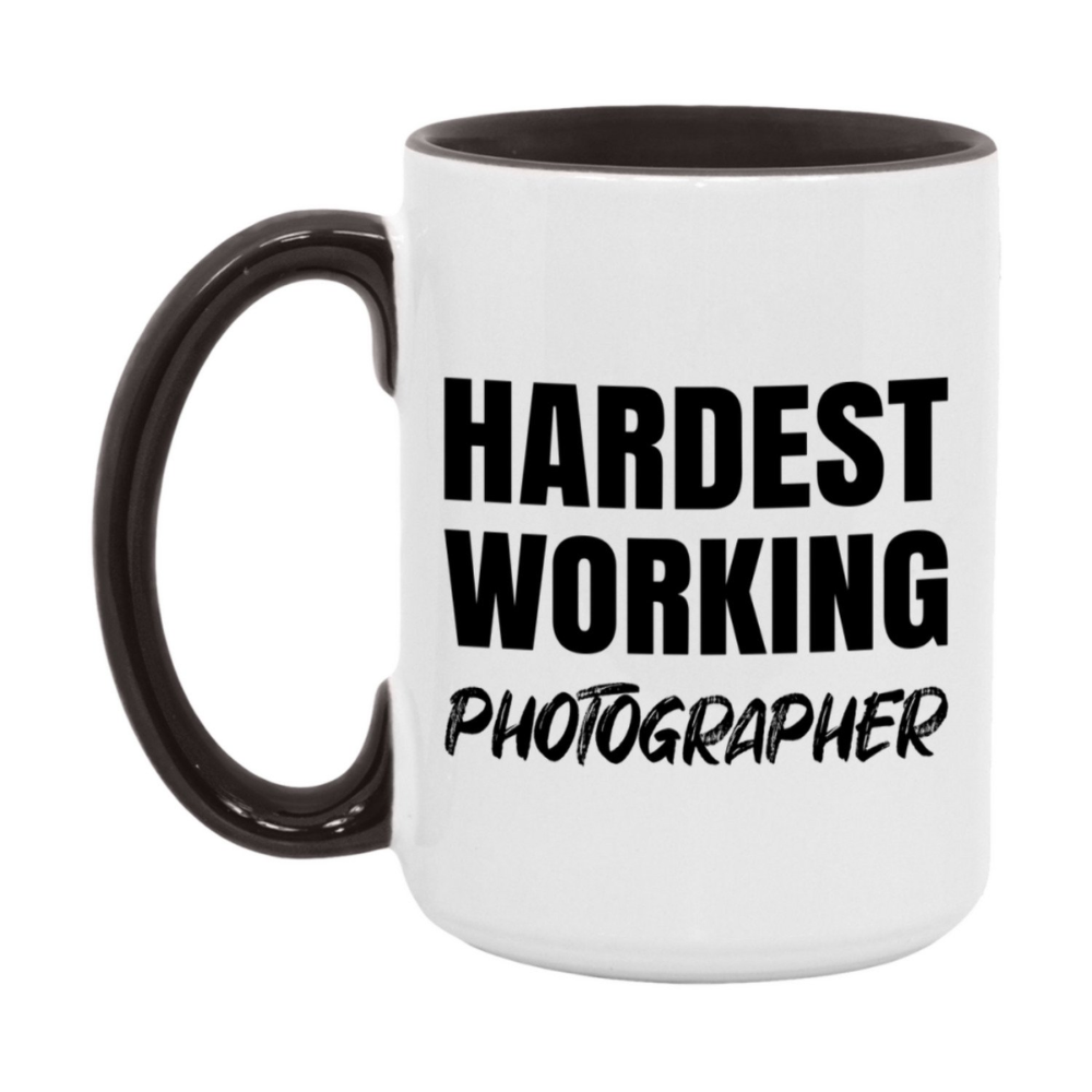 Photographer Superlative Mug, Hardest Working Photographer, 11oz or 15oz Ceramic Coffee Mug